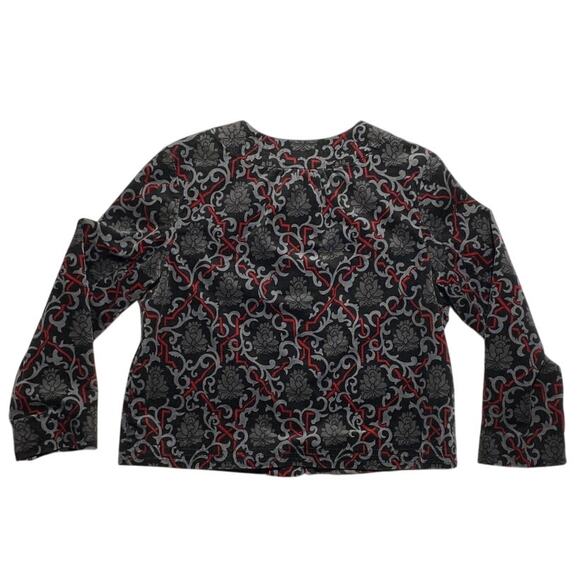 Charter Club  Size Large Button Up Floral Pocket Lined Sweater Damask Tapestry - Picture 8 of 13